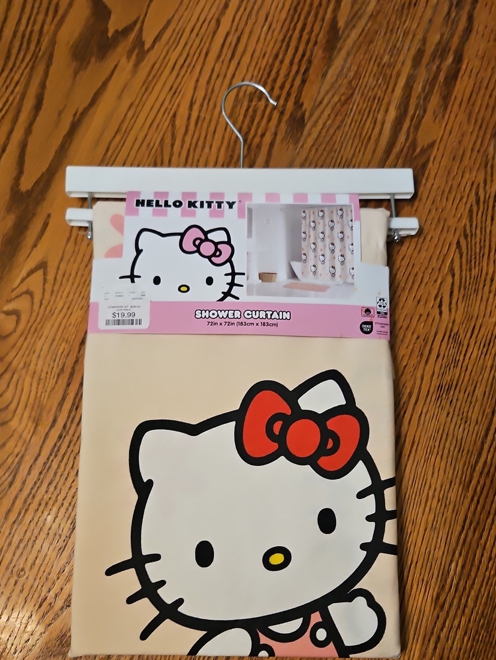 Hello Kitty Cream Shower Curtain with Red Bow Accent
